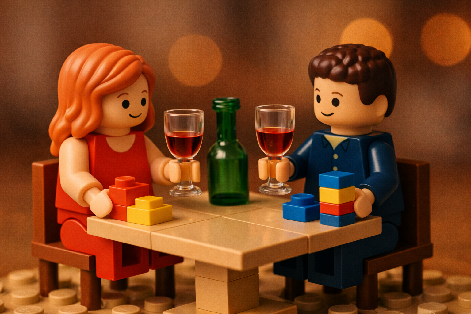 LEGO minifigurines drinking wine